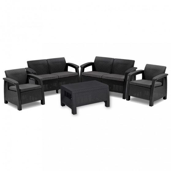 Corfu big m�anyag kerti b�tor garnit�ra szett grafit - h�v�s sz�rke